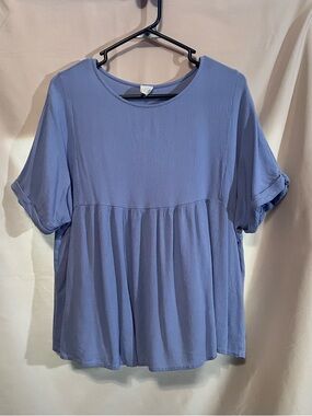 Jennaration Women’s Relaxed Babydoll Top in Periwinkle Blue